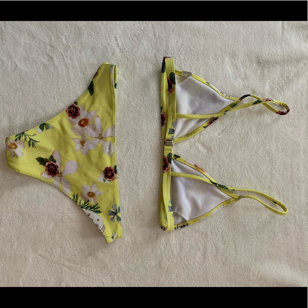 Yellow, floral swimsuit